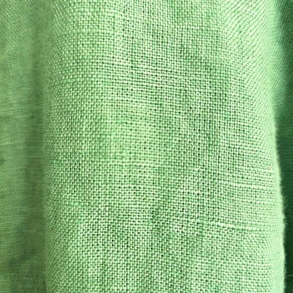 J.Crew 100% Linen Blouse Square Neck Balloon Sleeve Button Front Green Size XL - Picture 5 of 12